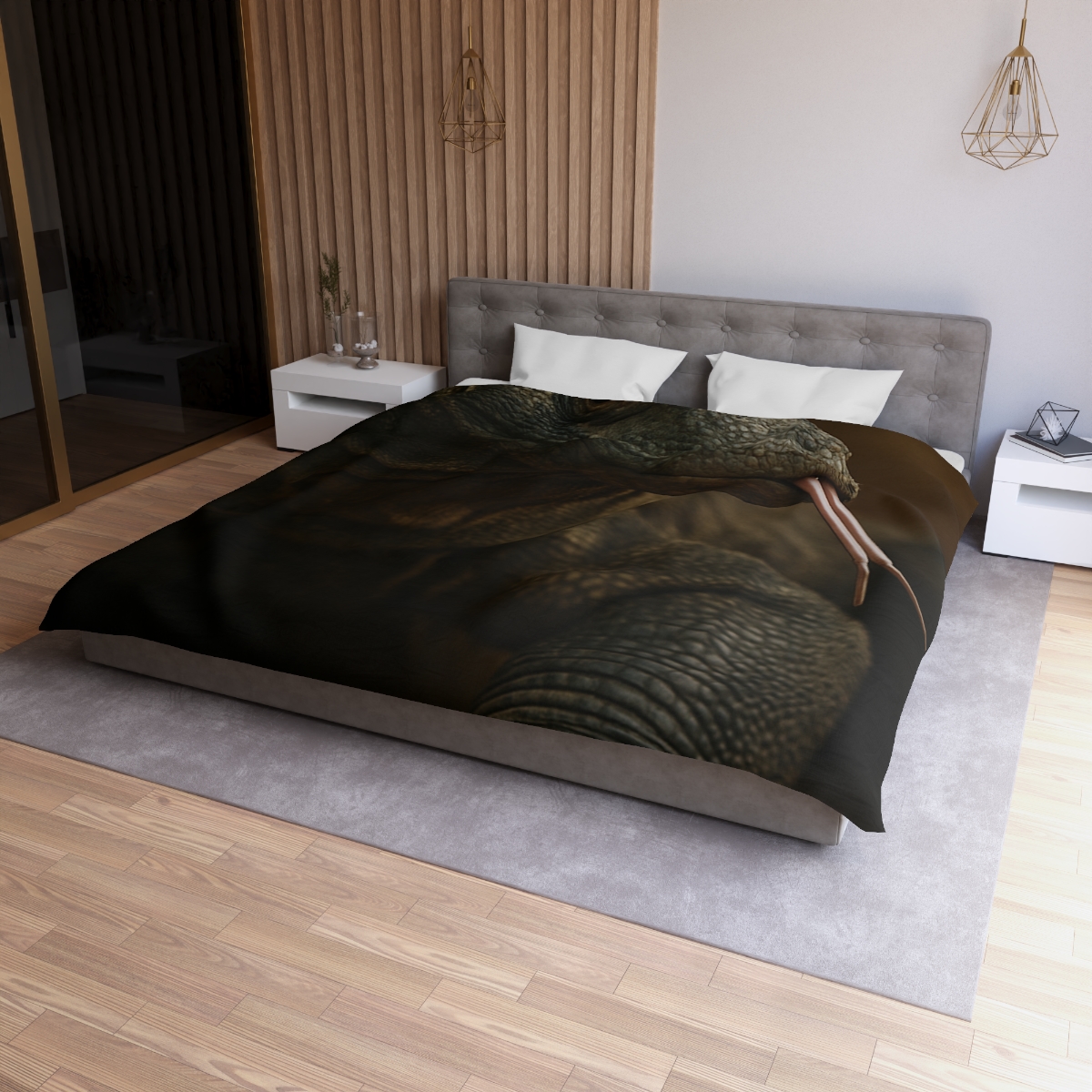 Ancient Sentinel Komodo Dragon designer printed duvets