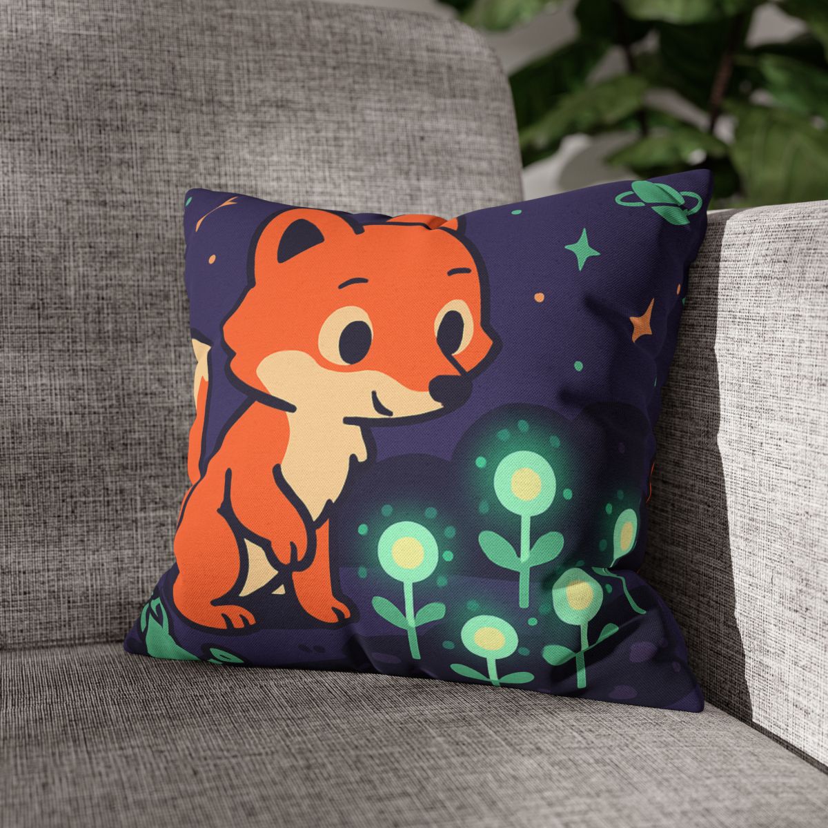 Galaxy Garden Fox personalized pillow covers