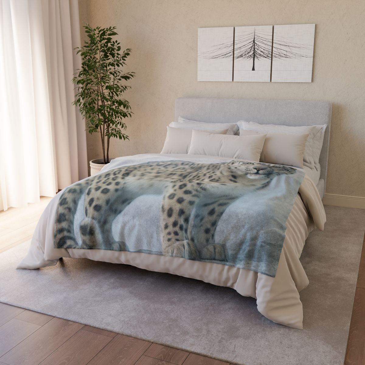 Frost Summit Snow Leopard decorative home blankets