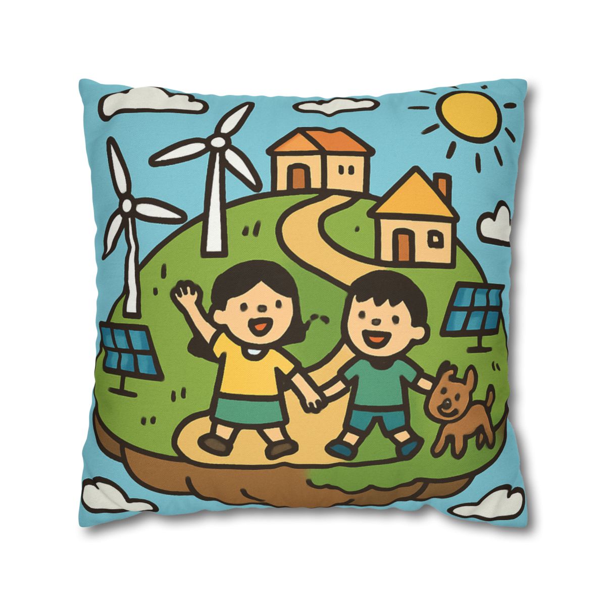 Floating Eco City Sky Island soft cotton pillow cases