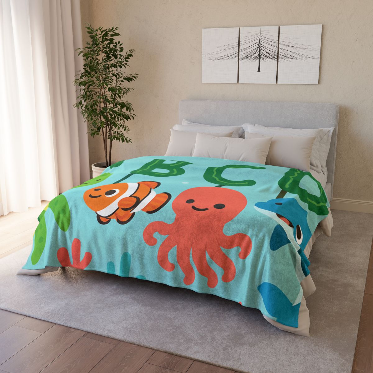 Coral Reef Alphabet Parade stylish throw blankets