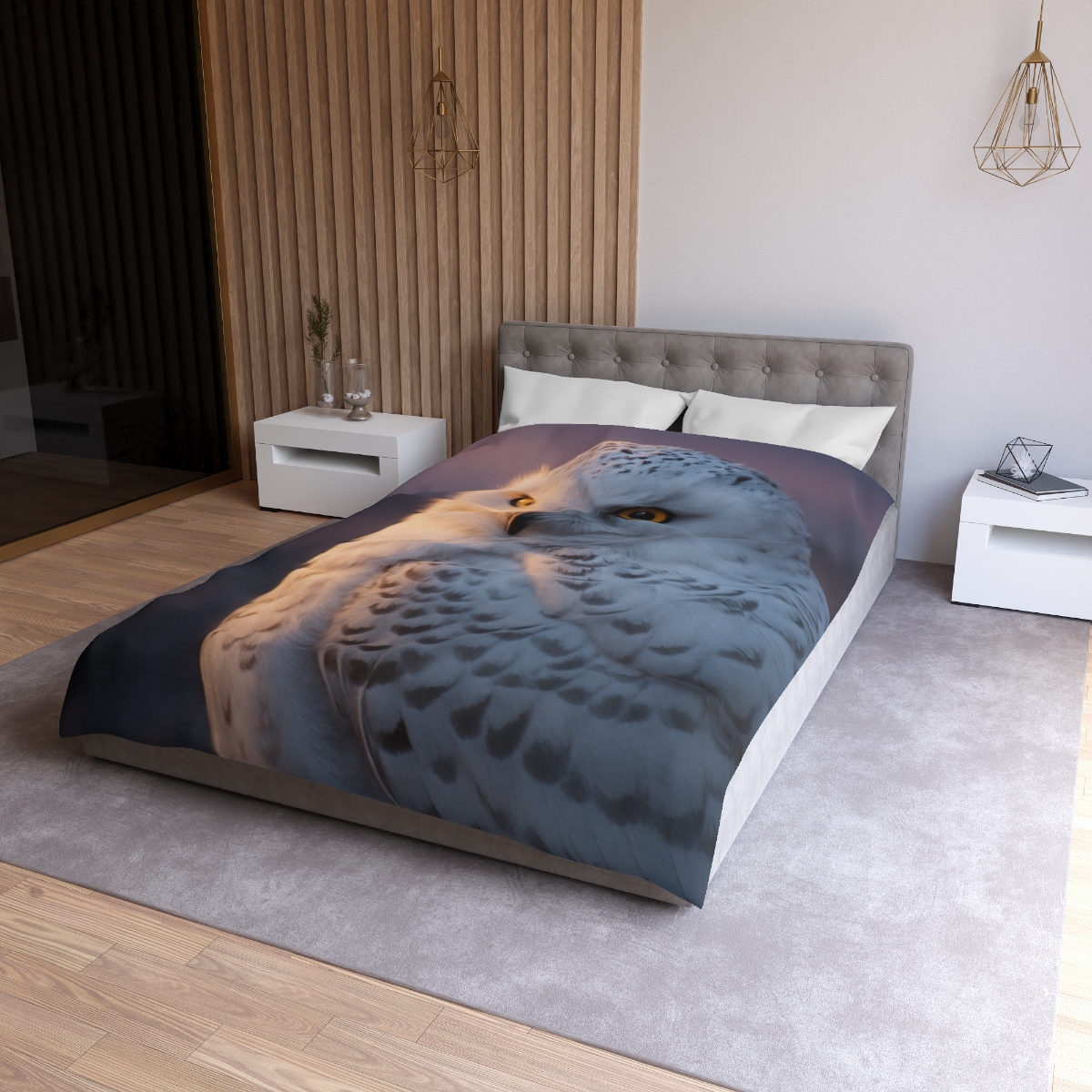 Twilight Watcher Snowy Owl personalized bedding duvets