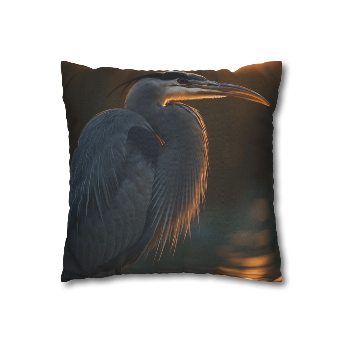 Moonlit Sentinel Great Blue Heron stylish decorative pillowcases