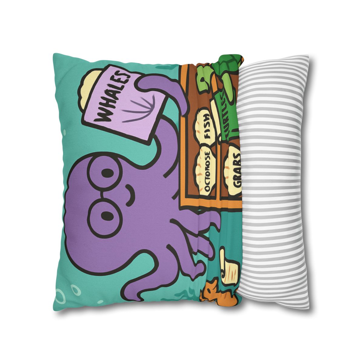 Undersea Library Of The Curious Octopus designer print pillow cases