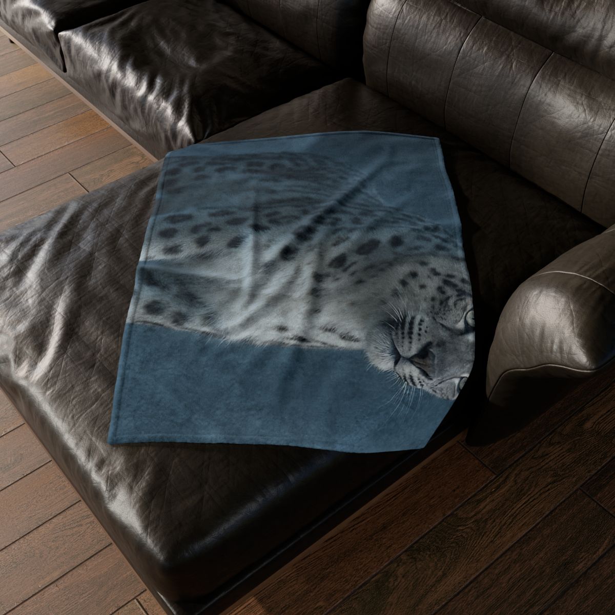 Cloud Cliff Snow Leopard soft fleece blankets