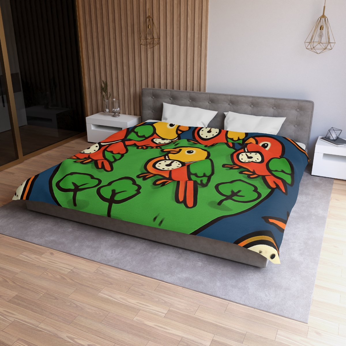 Time Traveling Parrot Planet personalized bedding duvets