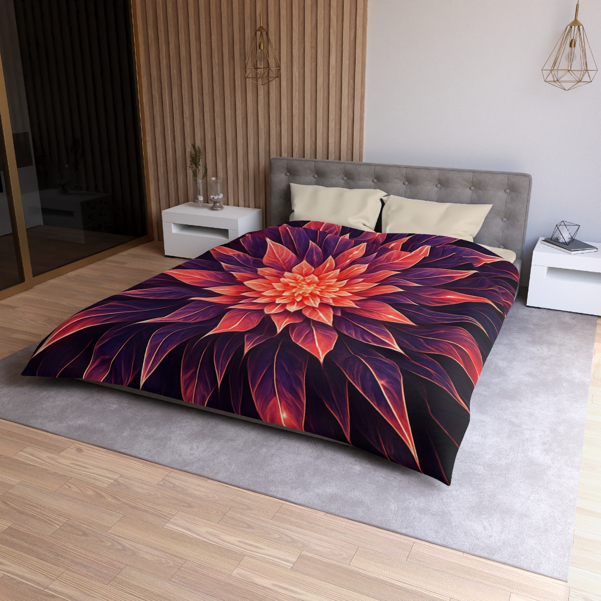 Cosmic Bloom Fractal personalized bedding duvets