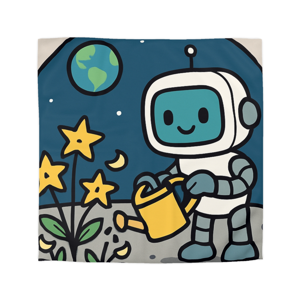Moon Garden Robot And Space Sprouts duvets for gifts