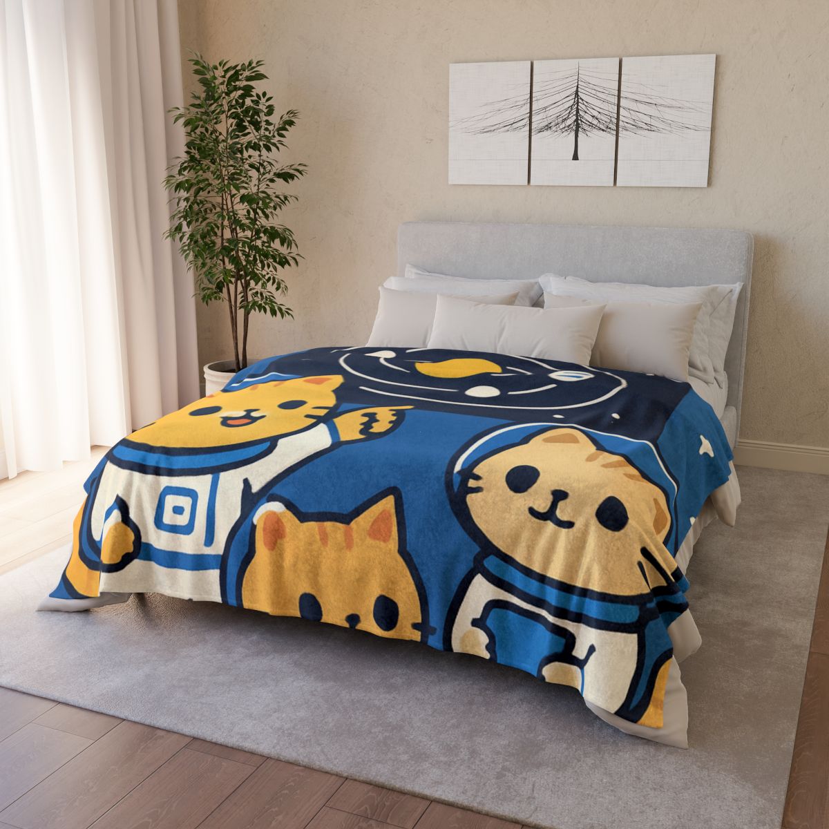 Space School For Curious Cats trendy patterned blankets