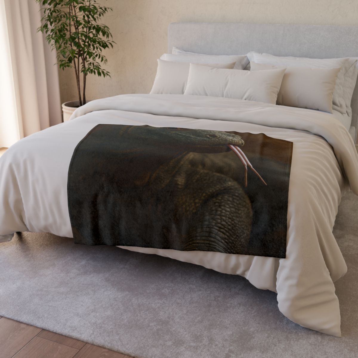 Ancient Sentinel Komodo Dragon personalized cozy blankets