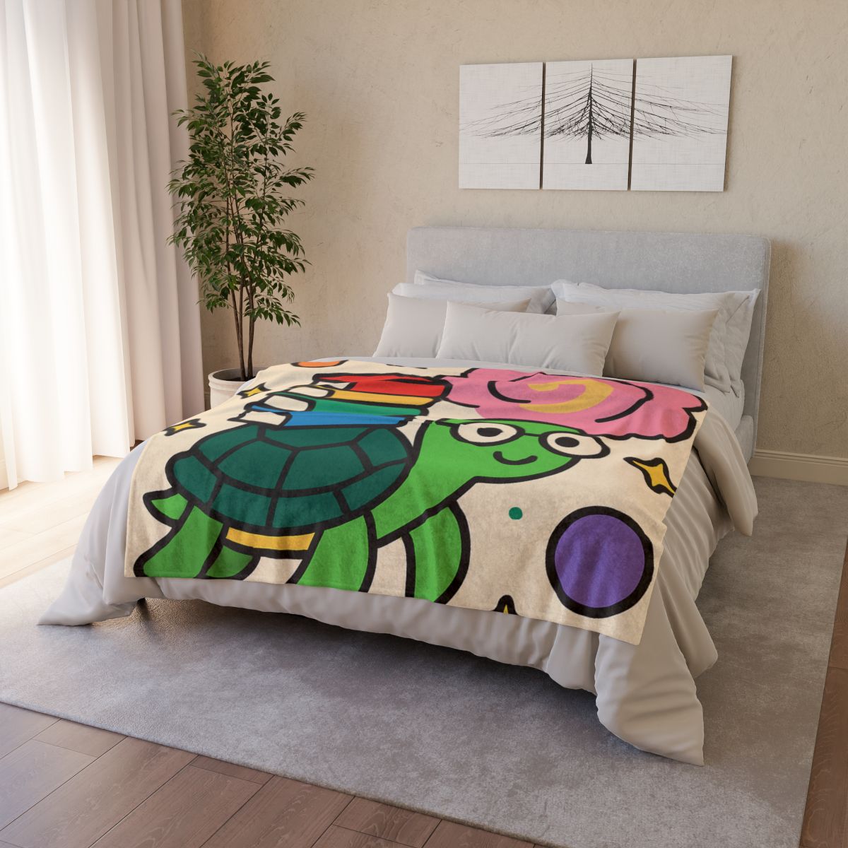 Nebula Library Turtle designer printed blankets