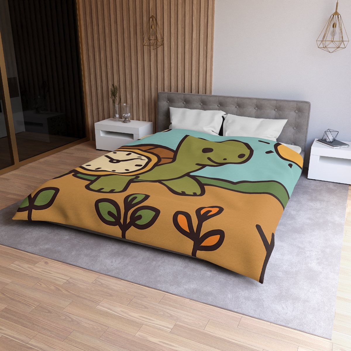 Time Travel Turtle Garden designer printed duvets