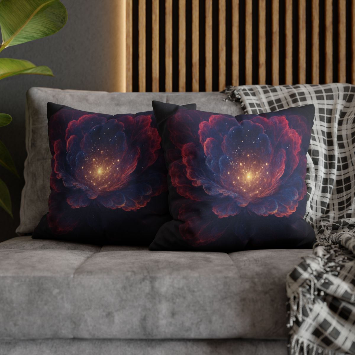 Fractal Nebula Bloom custom pillow cases