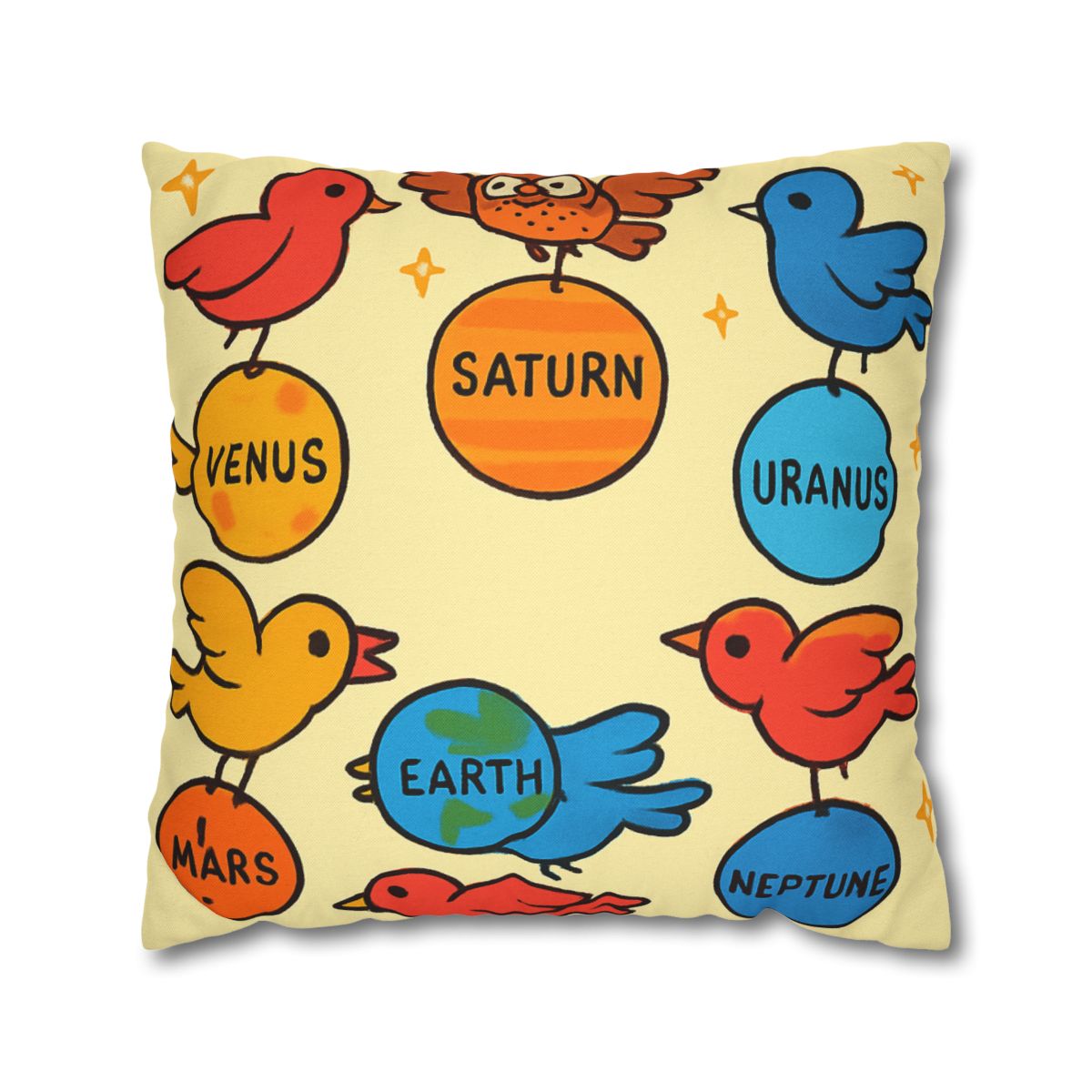 Solar System Circus Of Birds soft cotton pillow cases