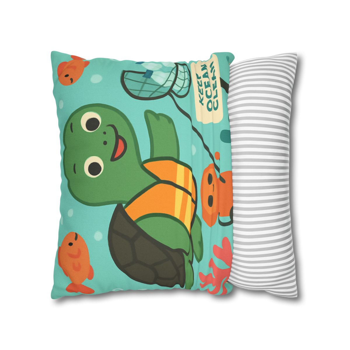 Coral Cleanup Turtle Patrol soft cotton pillow cases