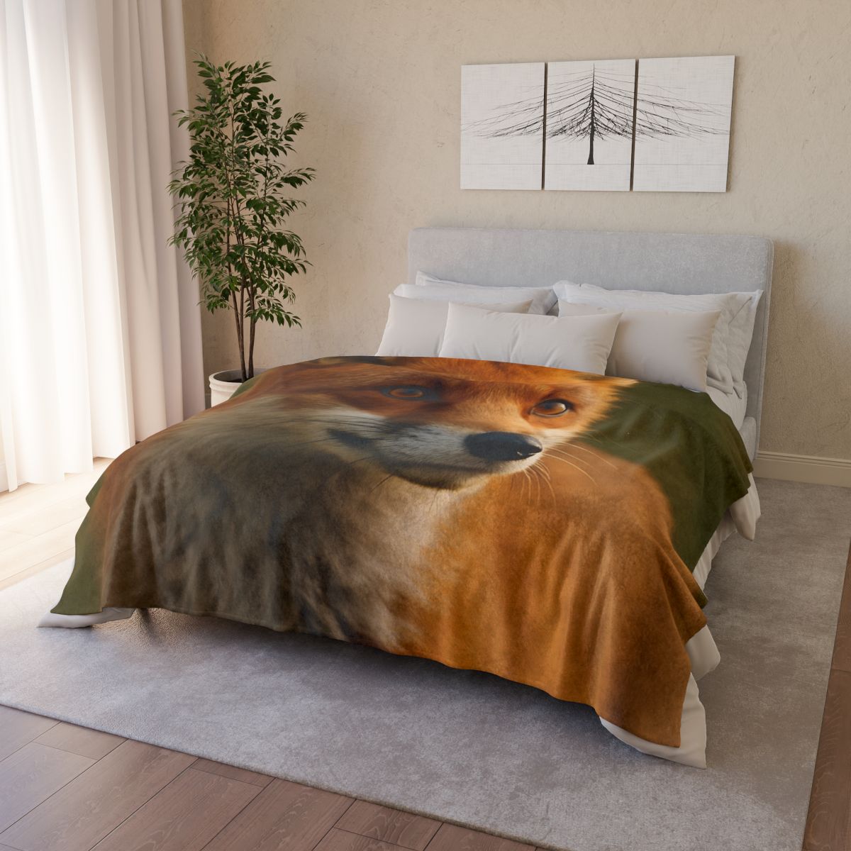 Crimson Whisper Red Fox soft fleece blankets
