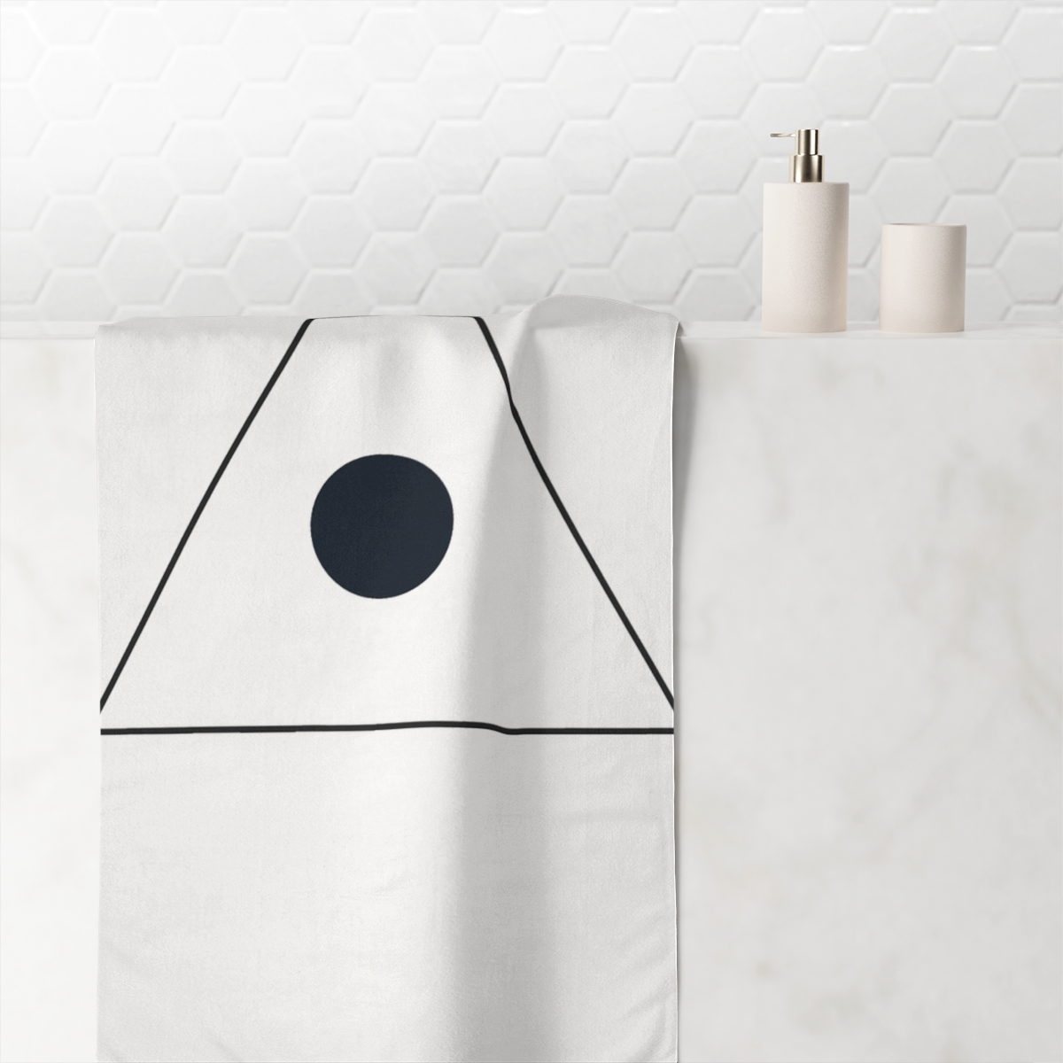 Triangular Balance Of Thin Lines And Circle personalized bath towels