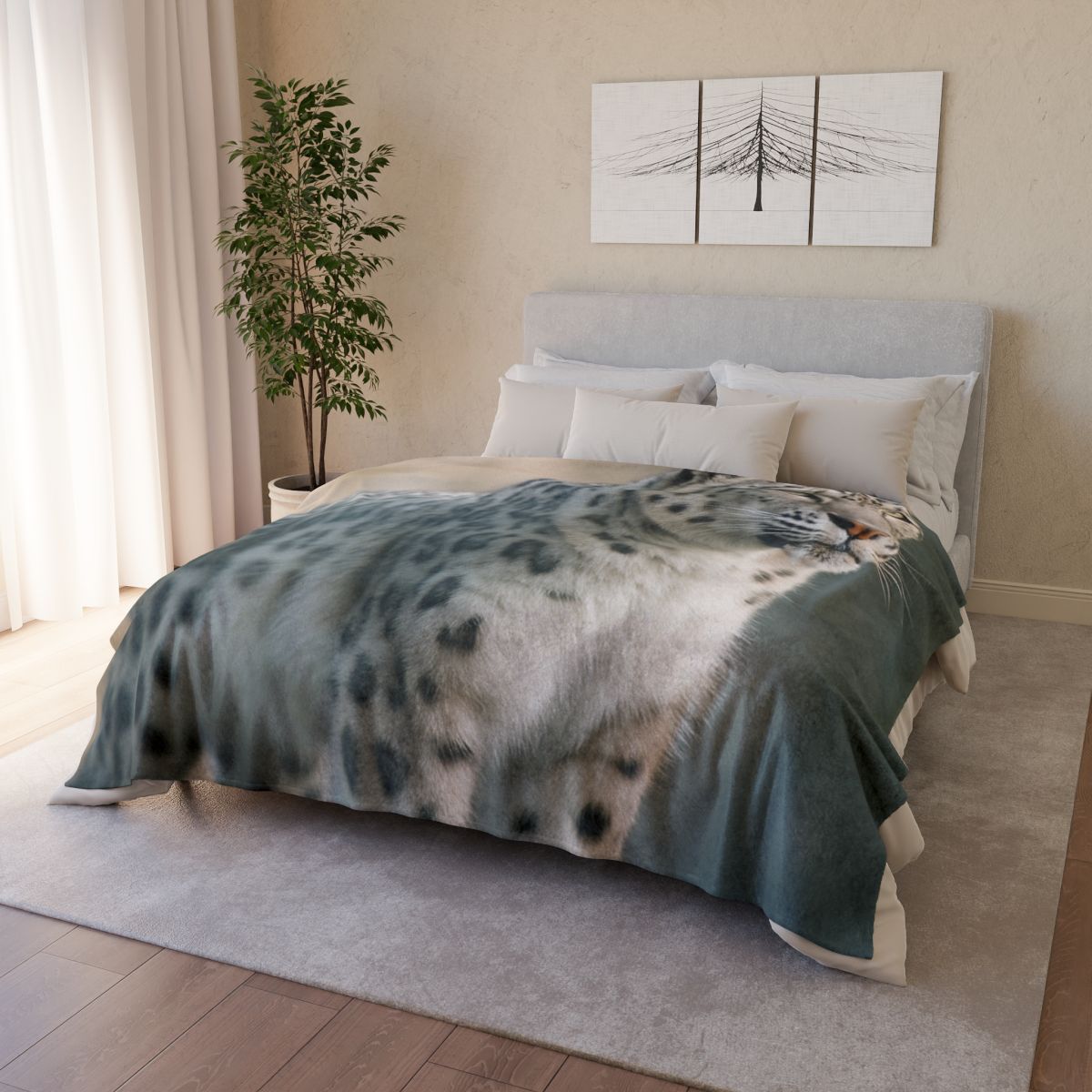 Mist Veil Snow Leopard trendy patterned blankets