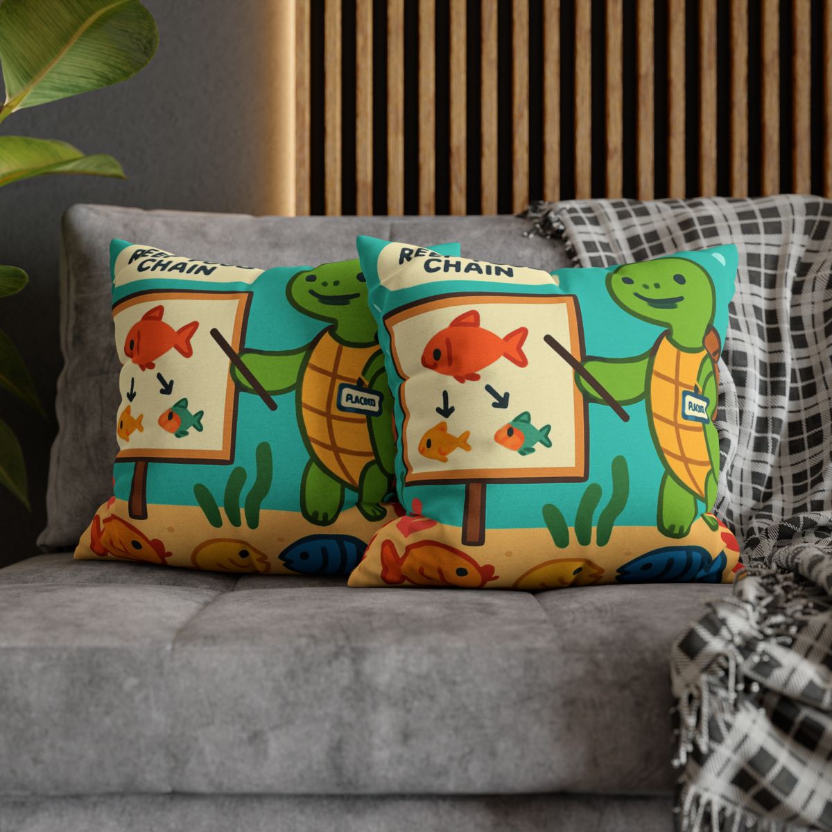 Coral Classroom Sea Turtle Guide trendy patterned pillow cases