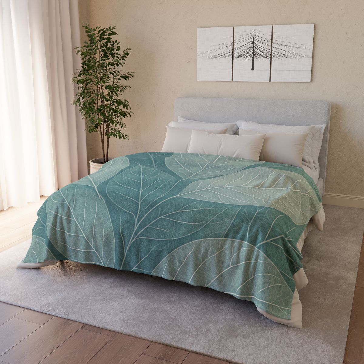 Fractal Leaf Web personalized cozy blankets