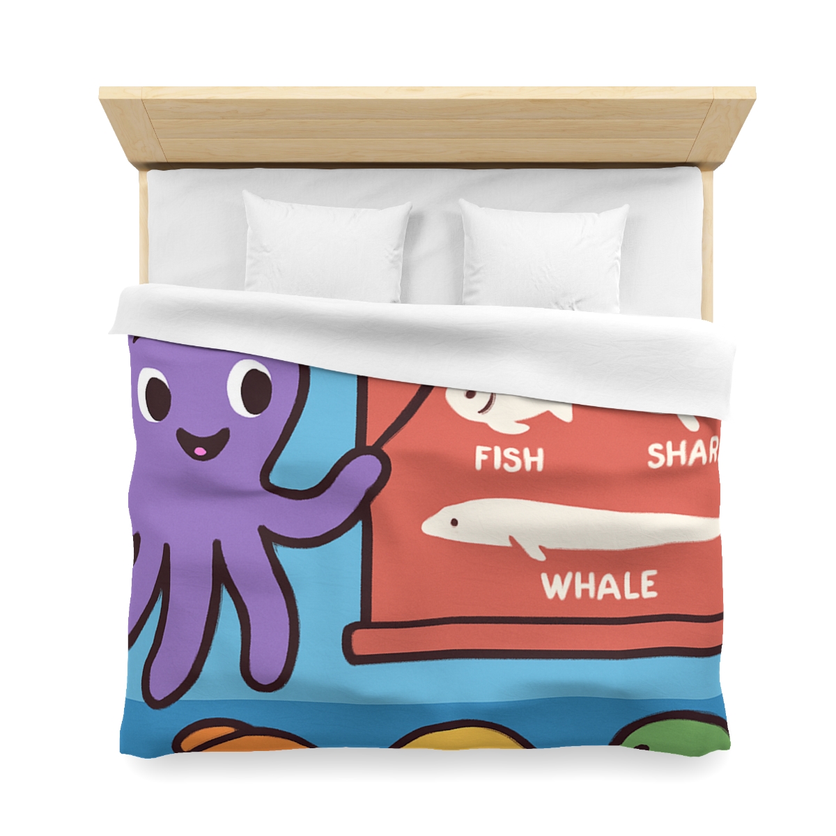 Coral Classroom With Professor Octopus designer printed duvets