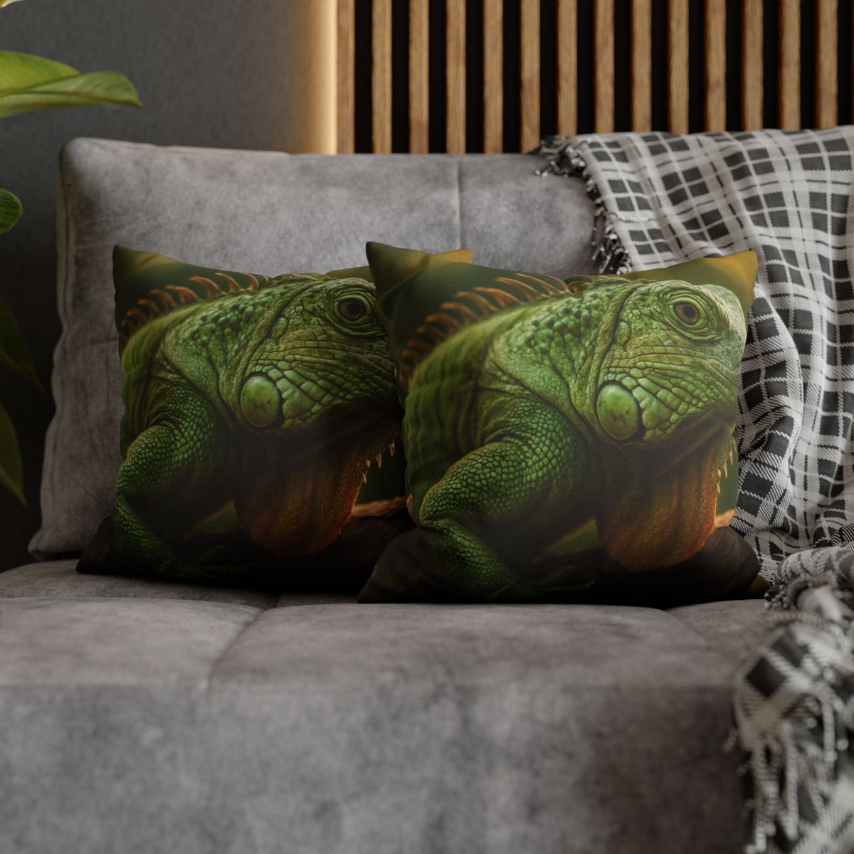 Orbit Glow Green Iguana custom pillow cases