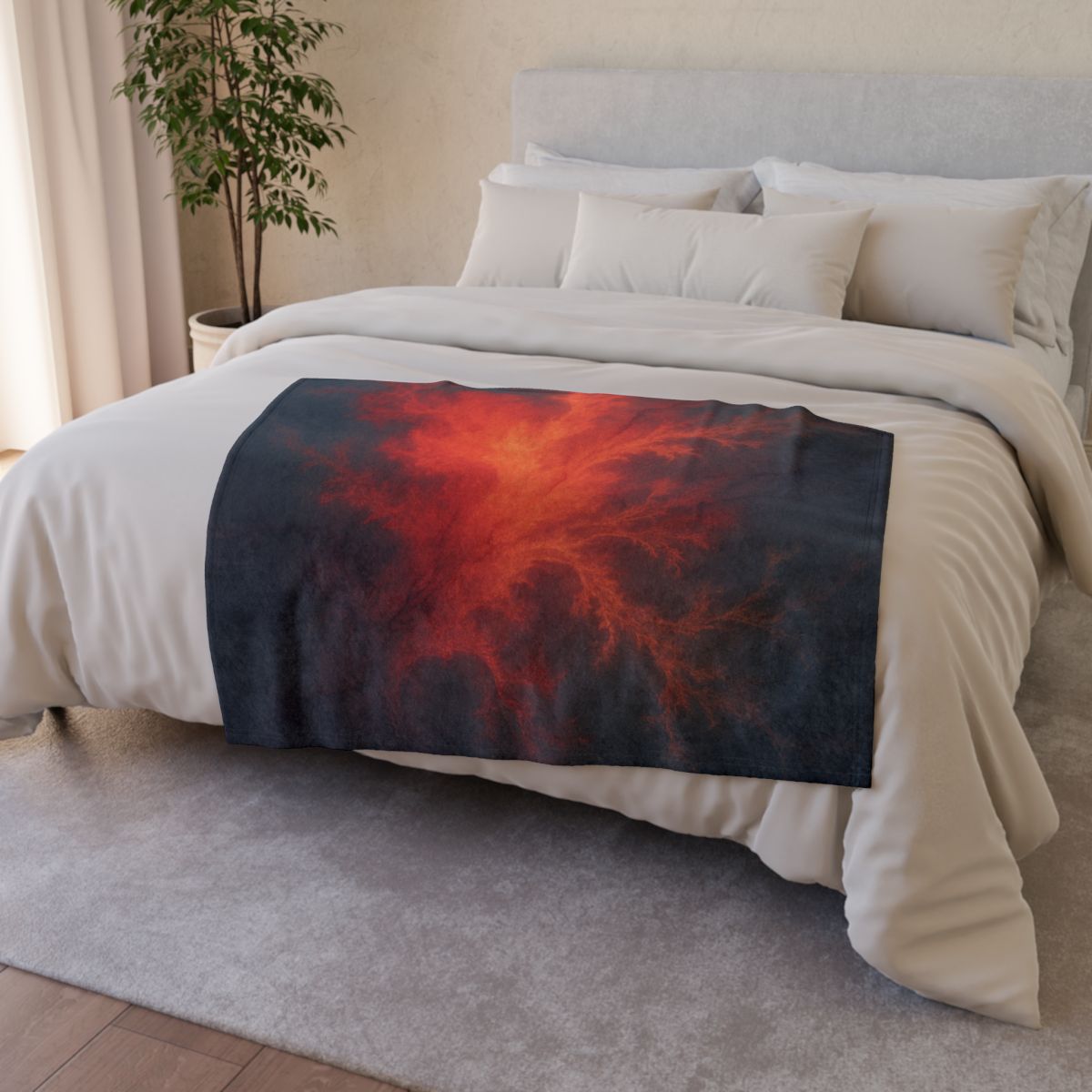 Fractal Nebula Tidal Bloom stylish throw blankets