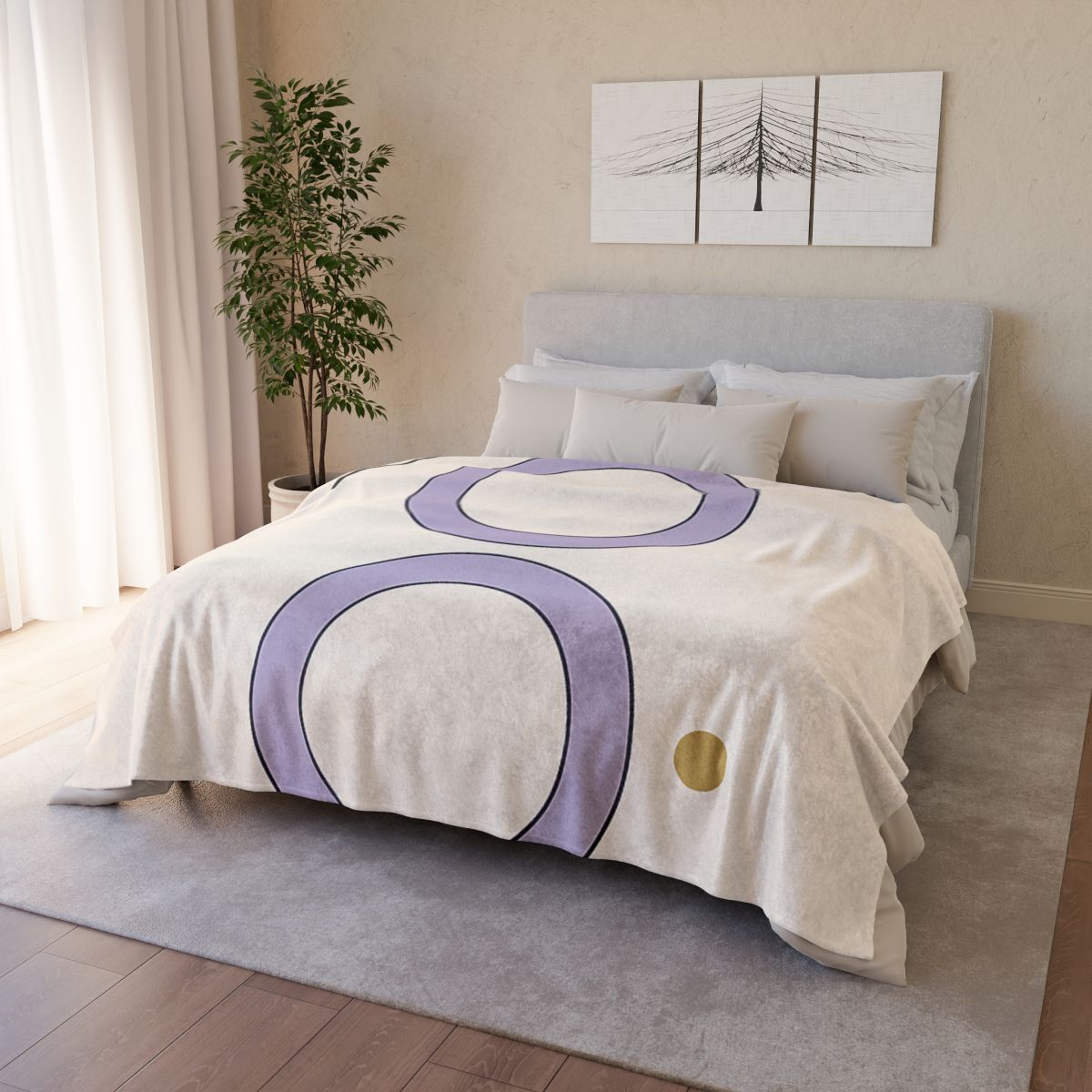 Arc Corner With Paired Rings personalized cozy blankets