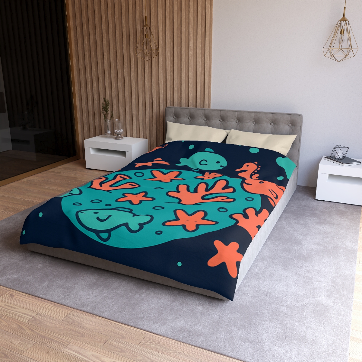 Cosmic Coral Reef Planet custom duvets