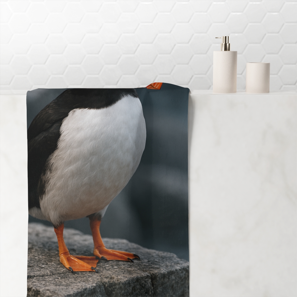 Cliff Breeze Atlantic Puffin soft cotton towels