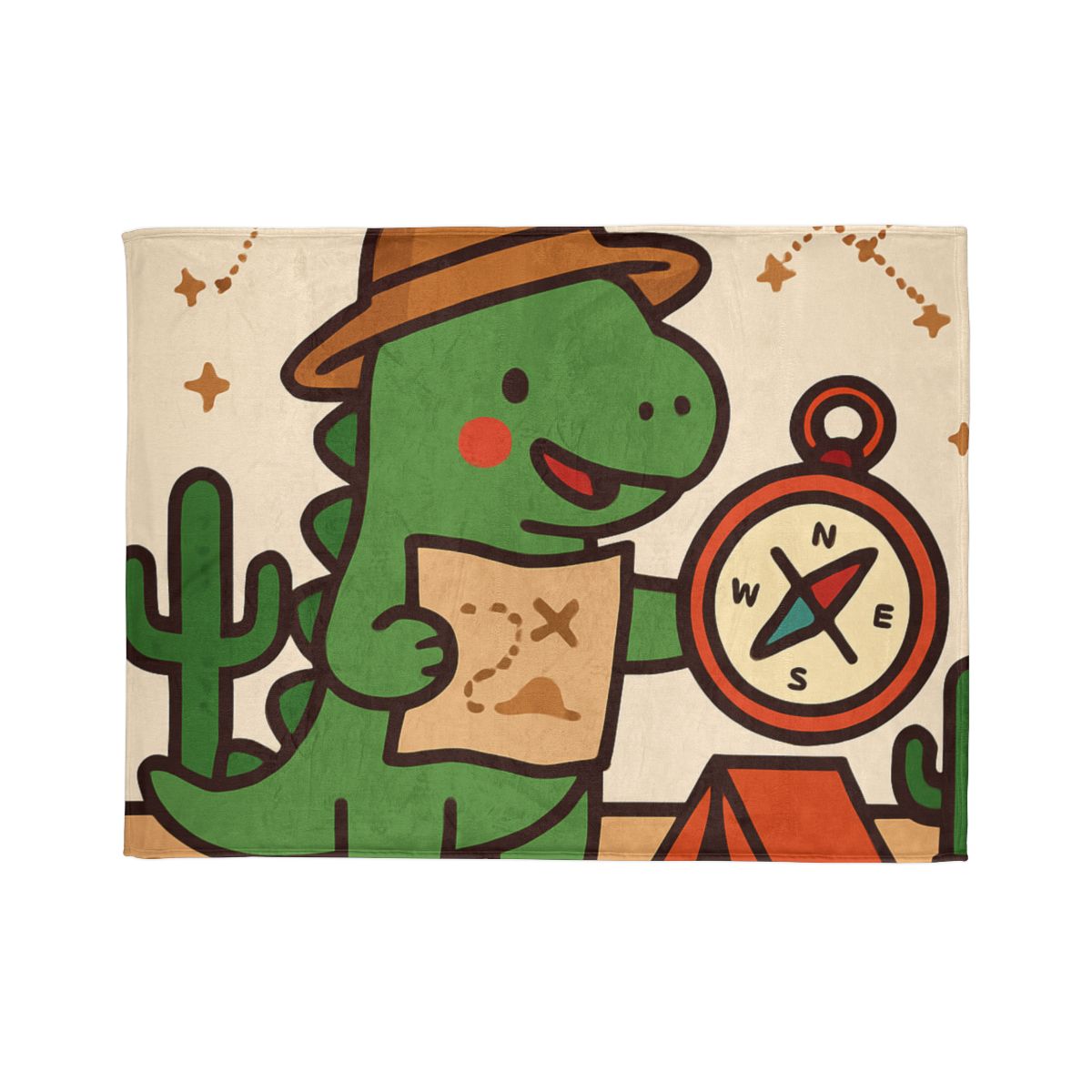 Desert Dino Map Quest With Compass And Constellations decorative home blankets