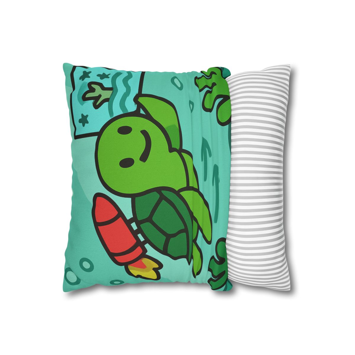 Underwater Rocket Turtle designer print pillow cases