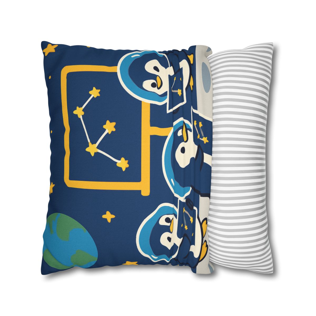 Space School For Curious Penguins personalized pillow covers