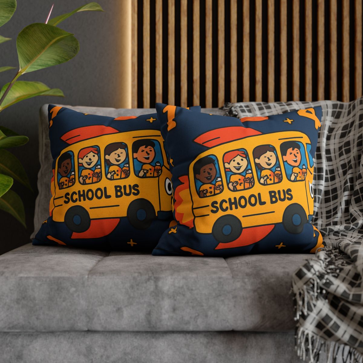 Rocket School Bus To Planet Math stylish decorative pillowcases