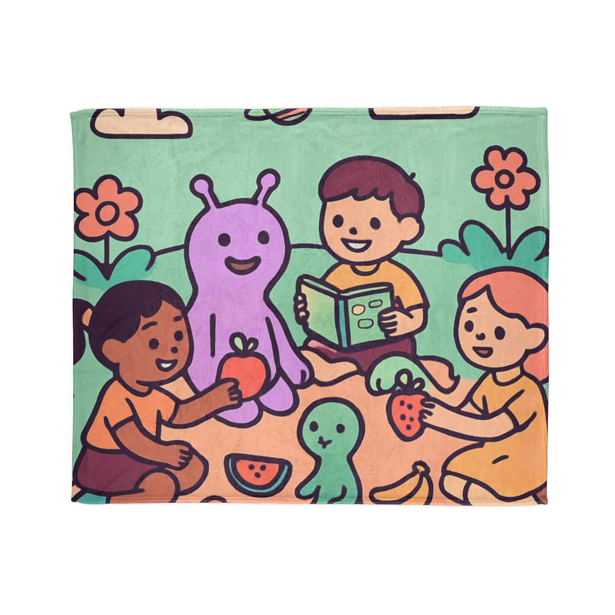 Galactic Garden Picnic personalized cozy blankets