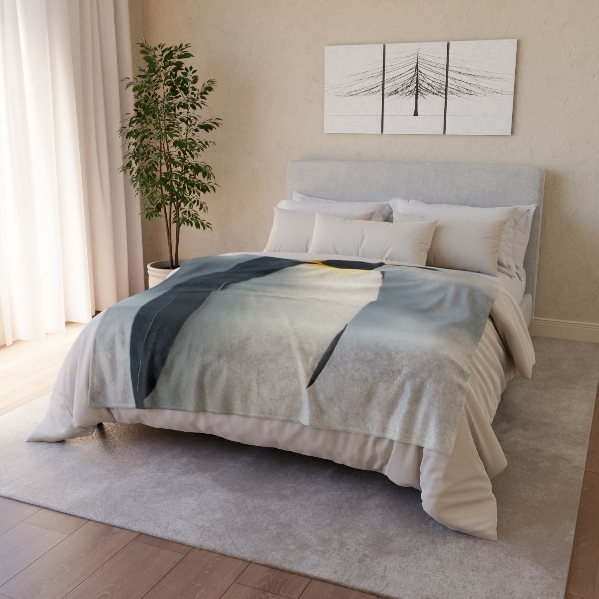 Moonlit Vigil Emperor Penguin personalized cozy blankets