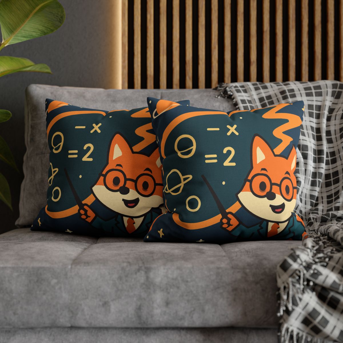 Comet Classroom With A Curious Fox designer print pillow cases