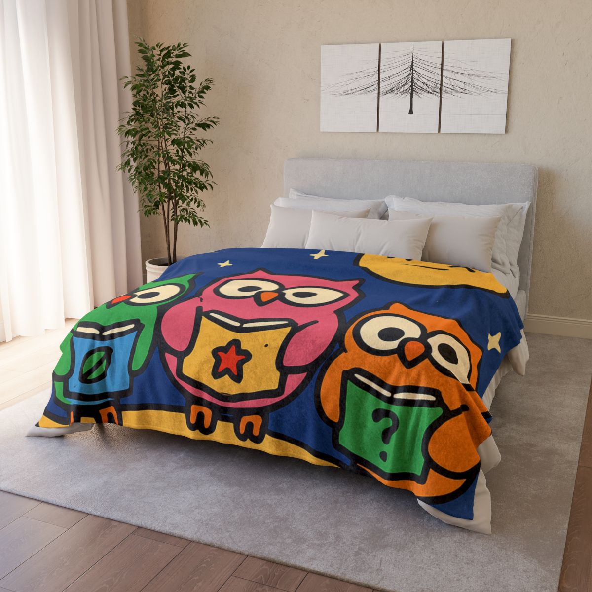 Galaxy Garden Of Curious Owls stylish throw blankets