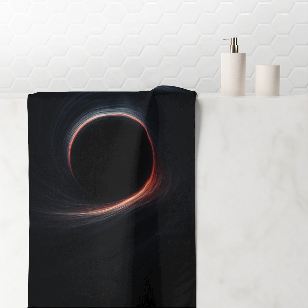 Obsidian Horizon Vortex personalized bath towels