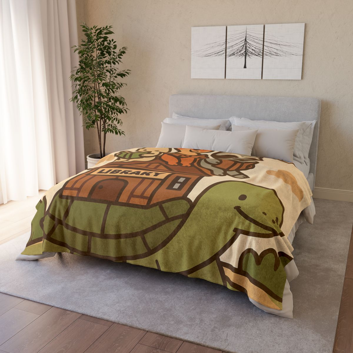 Time Traveling Turtle Library designer printed blankets