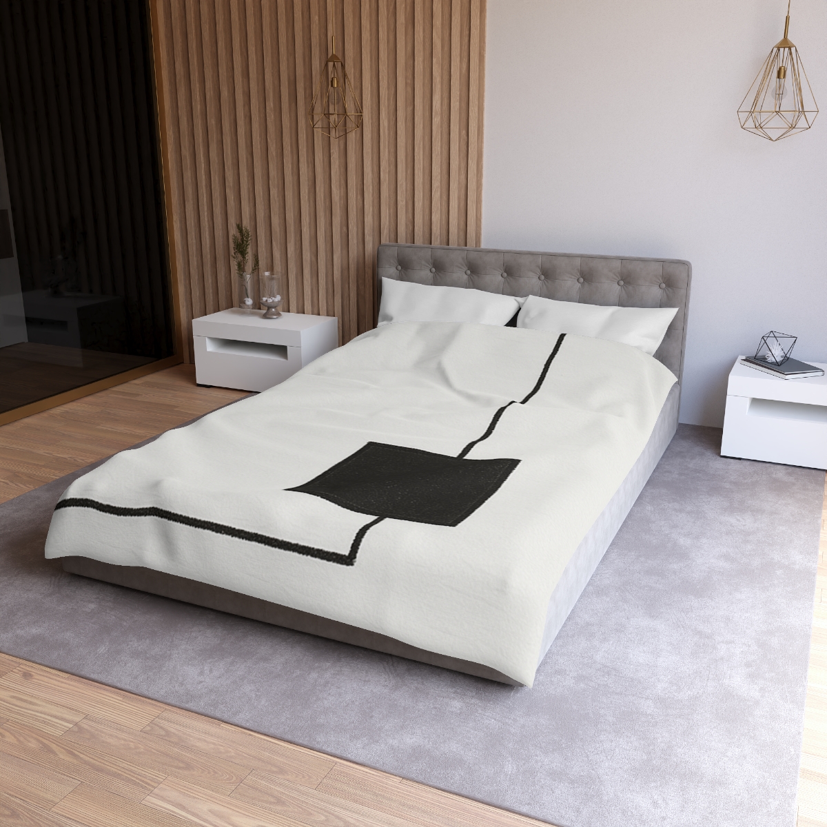 Offset Frame And Inner Square Pause personalized bedding duvets