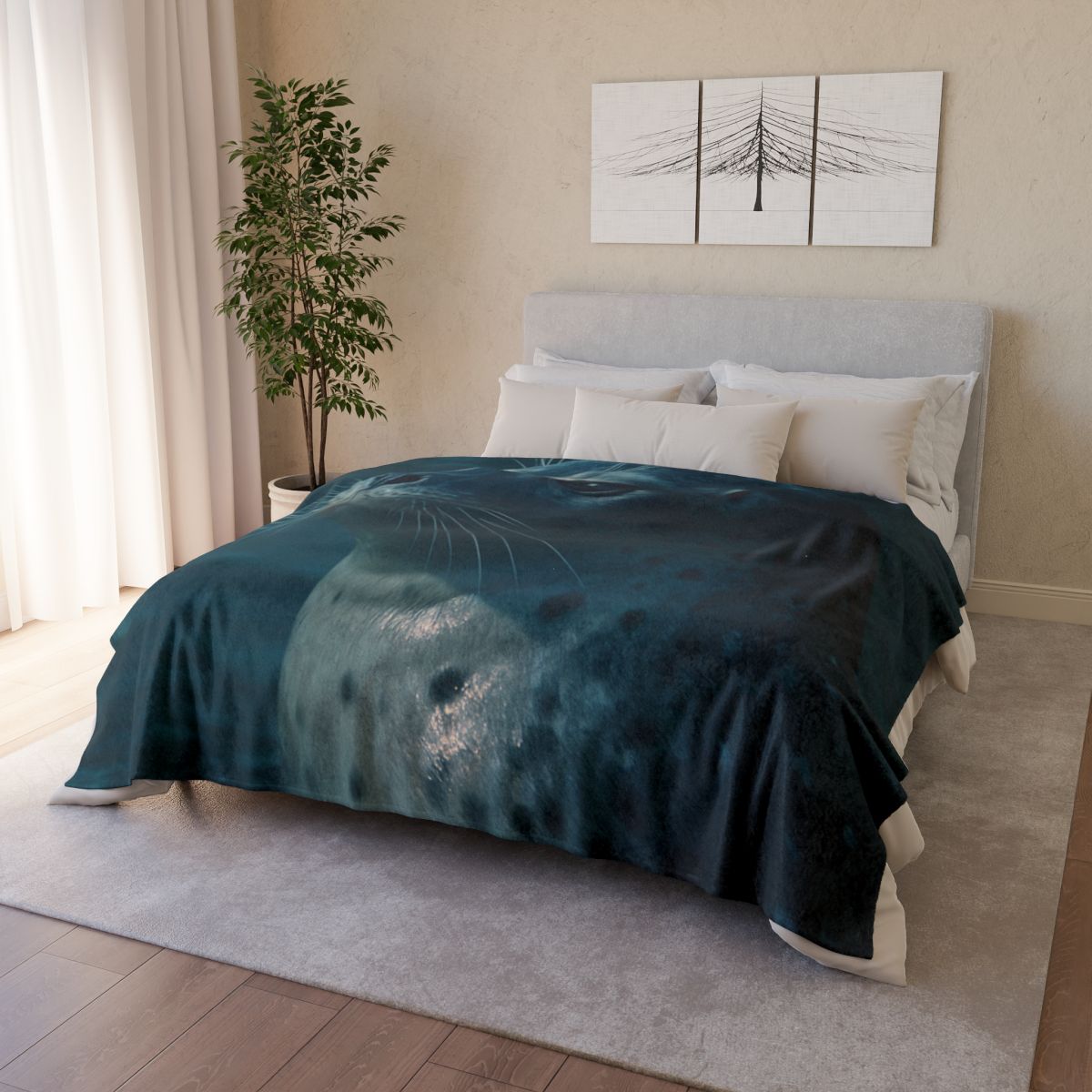 Moonlit Voyager Harbor Seal decorative home blankets