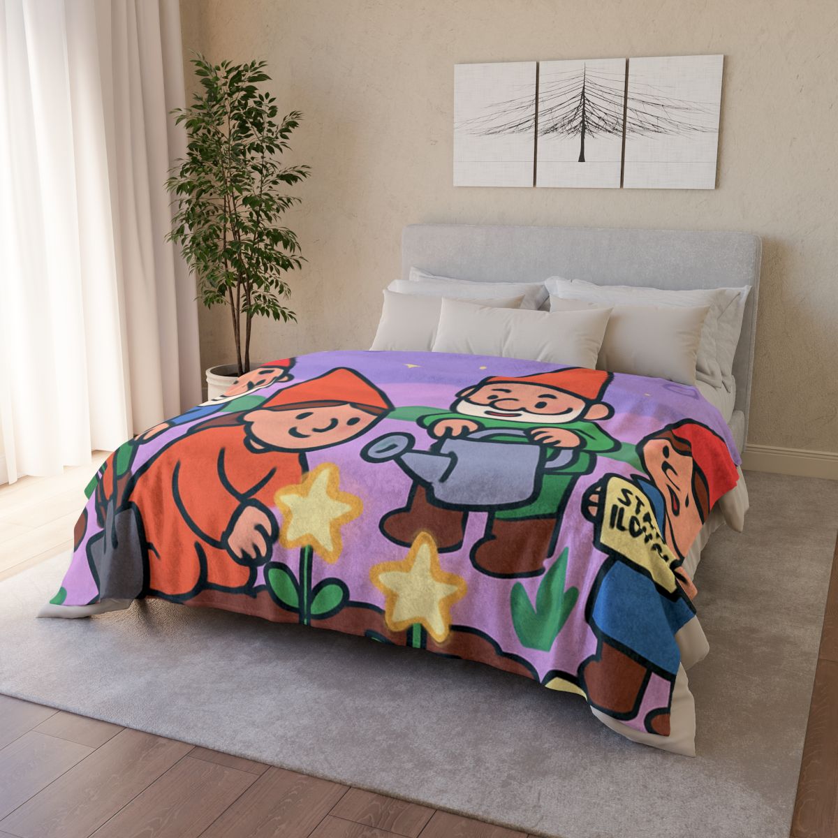 Galactic Garden Gnomes designer printed blankets