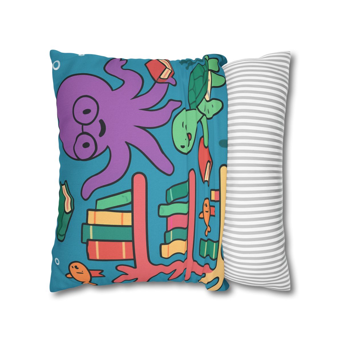 Coral Library And The Octopus Librarian stylish decorative pillowcases