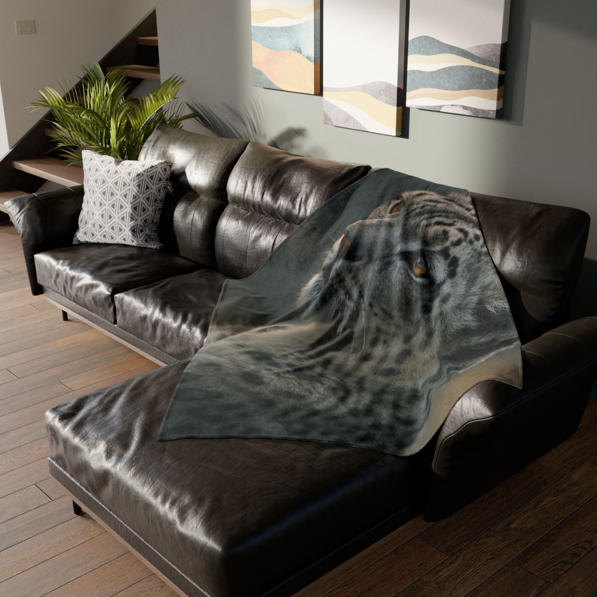 Silent Ember Snow Leopard stylish throw blankets