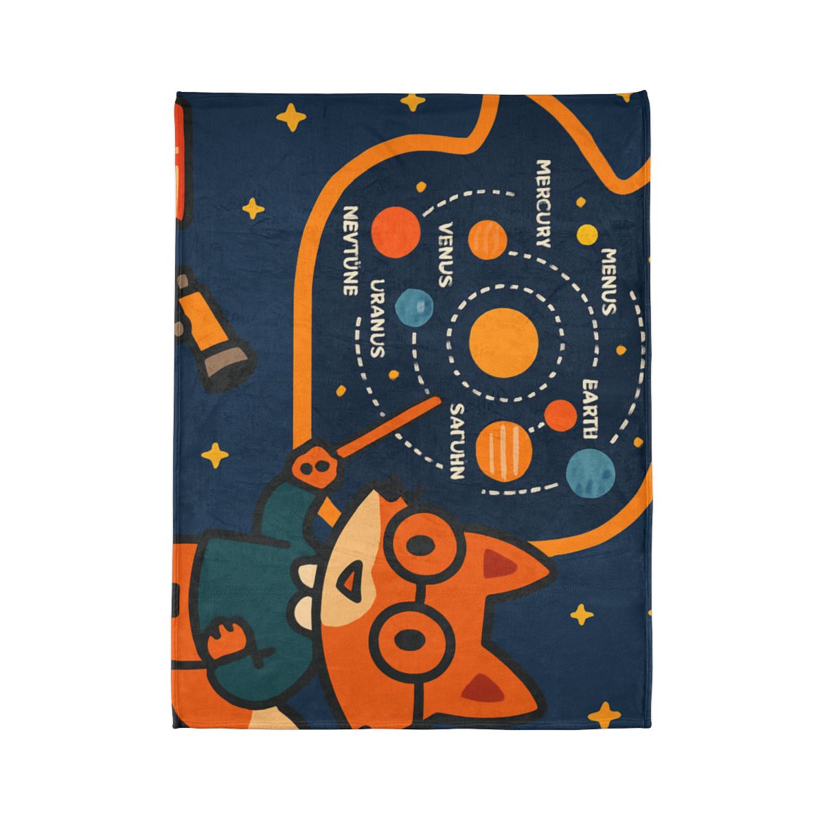 Comet Classroom With Star Map Fox personalized cozy blankets