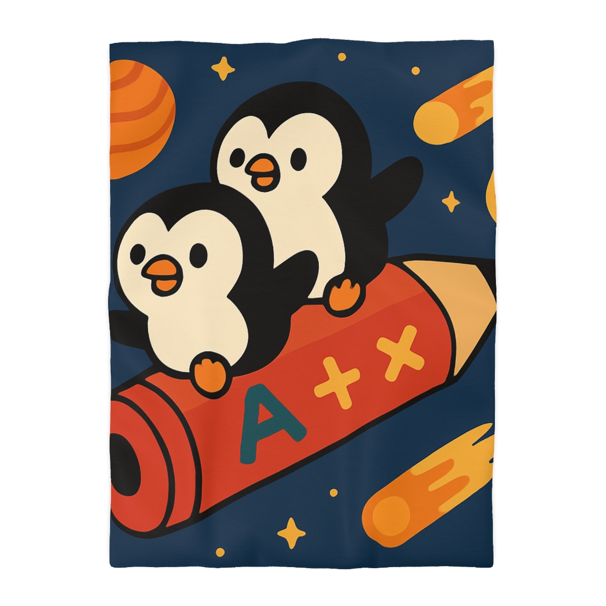 Rocket Riding Penguin Explorers trendy bedroom duvets
