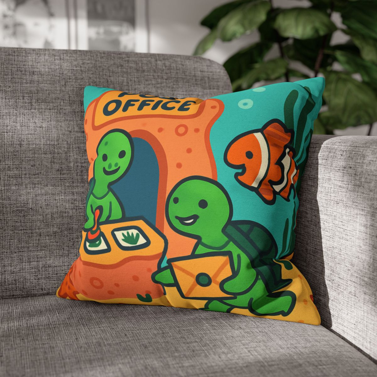 Coral Reef Post Office Run By Sea Turtles soft cotton pillow cases