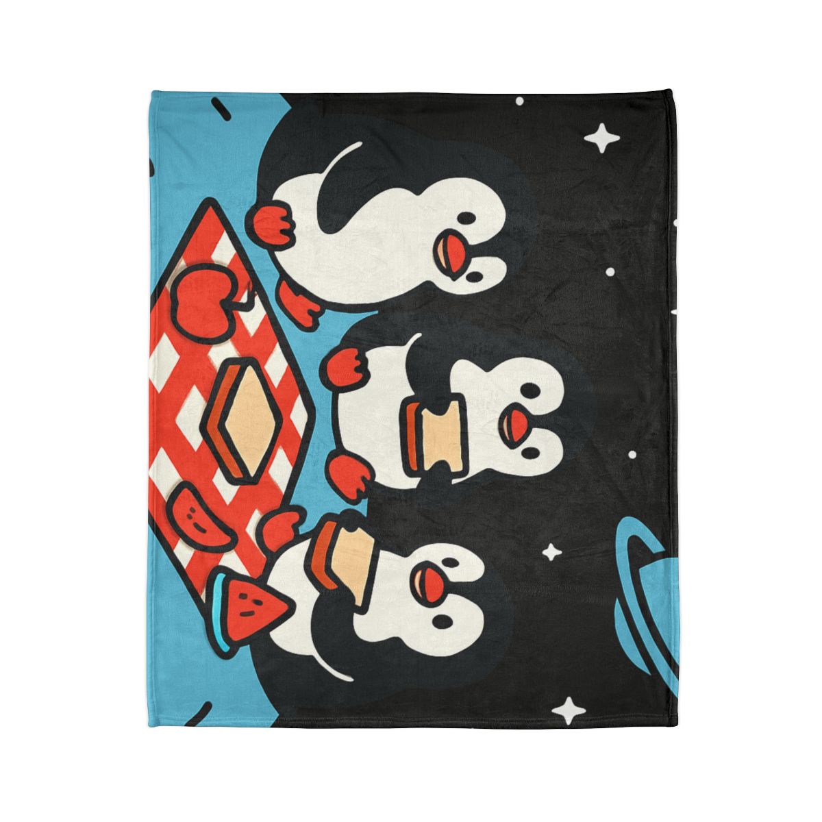 Planet Picnic Penguins personalized cozy blankets