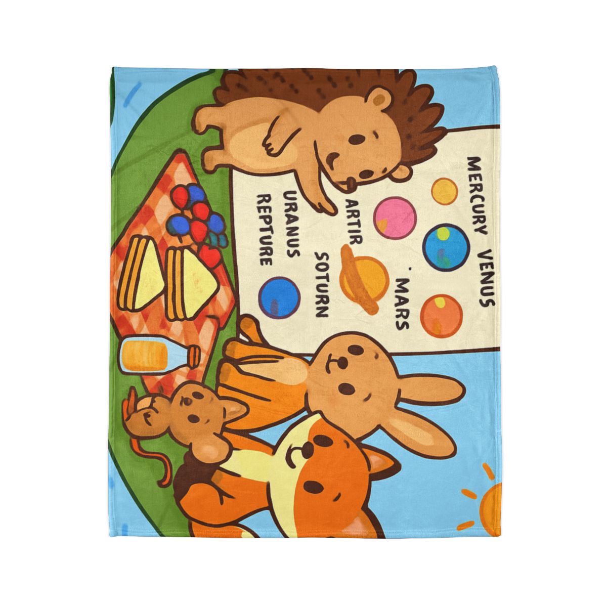 Solar System Picnic On A Floating Leaf stylish throw blankets